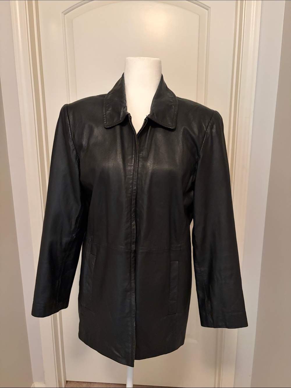 Style and Company Classic Black Leather Jacket for Women -